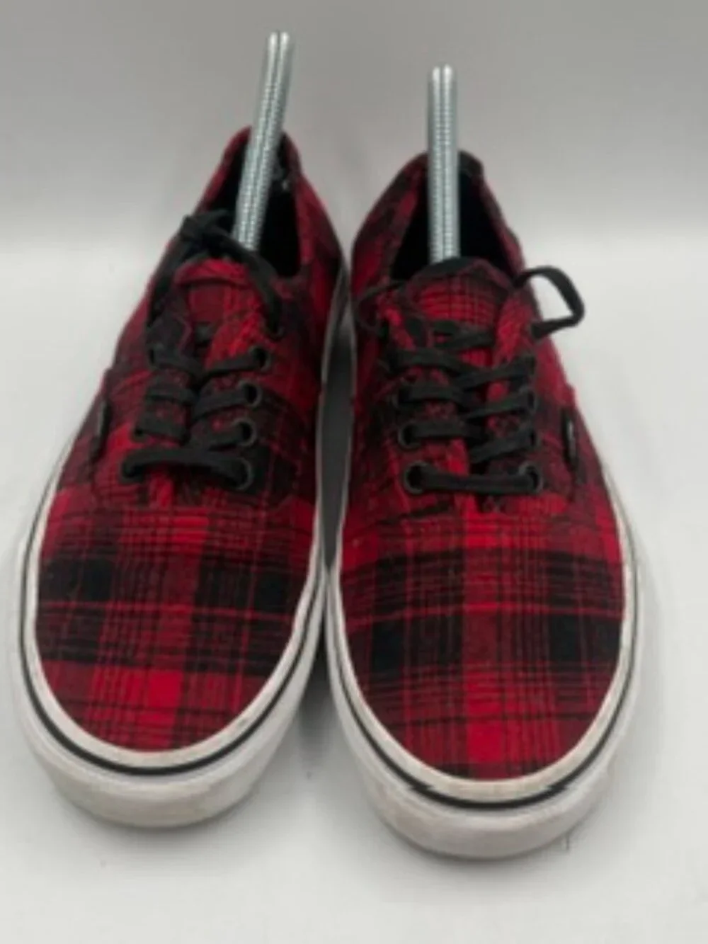 Vans Authentic Flannel Sneakers Unisex W8 M6.5 Red & Black Plaid low top lace up